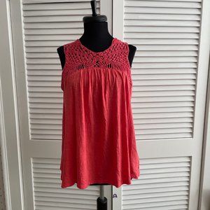 Anthropologie Coral Crocheted Tank